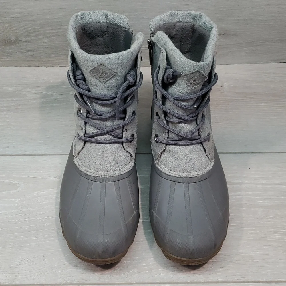 Sperry Womens Top Sider Wool Saltwater Rubber Waterproof Boots shoes sz 6.5M